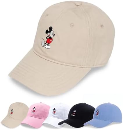 Disney Mickey Mouse Embroidered Cotton Adjustable Dad Hat with Curved Brim
