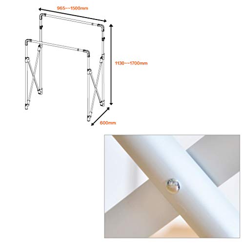 Stand Rack Clothes Airer Laundry Drying Rack Washing Line Drying Space Rack Hanger Dry Towel Rail for Indoor or Outdoor Silver Height Adjustable 113~170cm - Image 5
