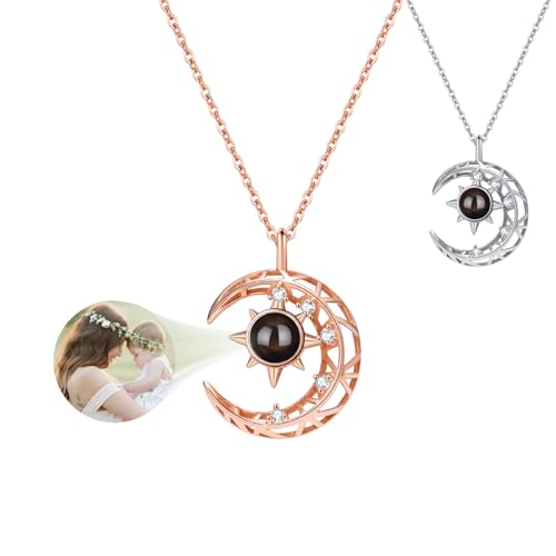 Collier de projection photo personnalisé en argent pour femme