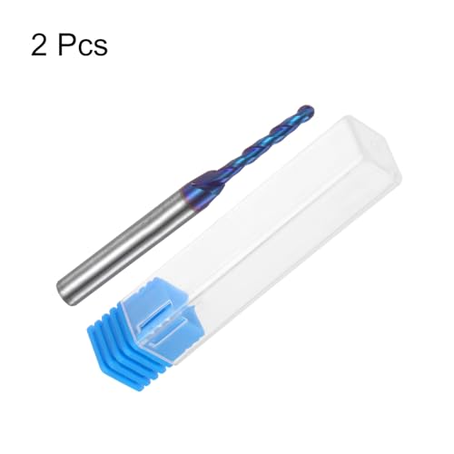 Image of uxcell 2pcs Ball Nose End Mill CNC Router Bit, 1 /16 inch Radius 1 /4 inch Shank Solid Carbide Nano Coated Upcut Spiral 2 Flutes Cutter Milling Tool, 1 /8 inch Dia 2-1 /2 inch Total Length