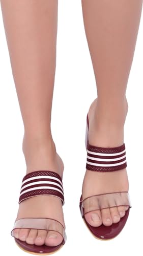 Image of Action Women's Black Suede Platform Sandals| Stiletto Heel| Clear Strap with Striped Band| Ankle Strap Design Black
