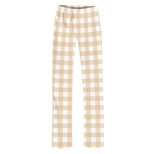 Girls Plaid Summer Pants Loose Fit Casual Elastic Waist Wide Leg Workout Yoga Trousers with Pockets for Kids 4-14 Years4