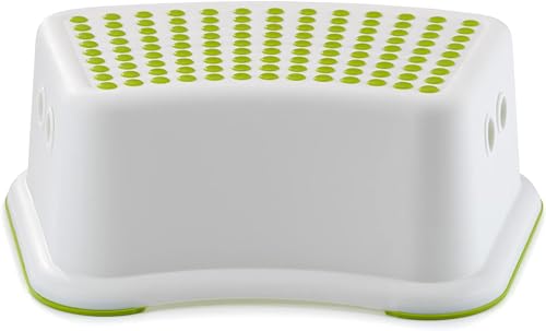 McMola Sturdy Step Stool for Bathroom Practical Non-Slip Toilet Step in White and Green for Kids Multiuse Booster Step Toddler Potty Training (Green 1)