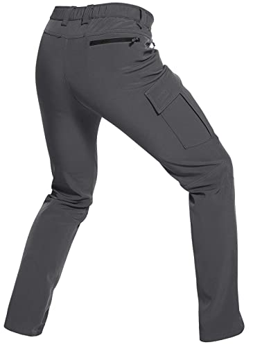 Wespornow Skihose Herren Thermohose Softshellhose: Wasserdicht Winterhose Gefüttert Schneehose mit Fleece-Futter für Ski & Snowboard (Grau, L)