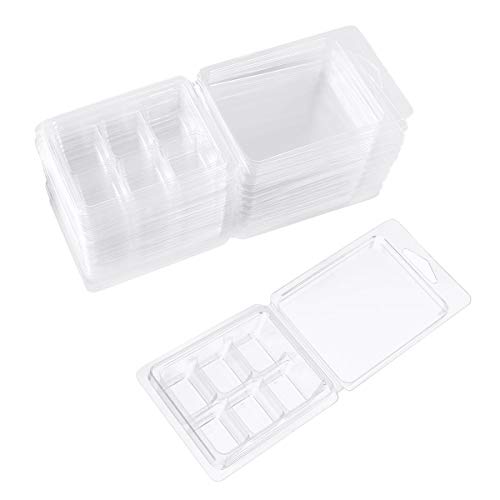Dpois 20 Packs Plastic Wax Melt Clamshells Molds Empty Square 6 Cavity Wax Melt Cube Tray For Wickless Wax Melt Candle Making Clear One Size #TOP19