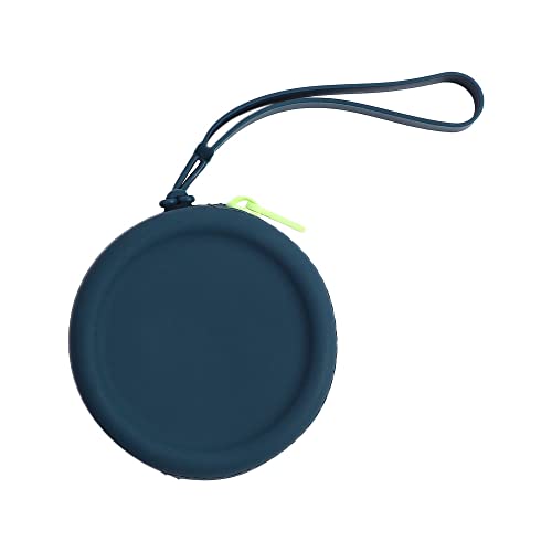 Porte-monnaie rond en silicone avec cordon, mini porte-monnaie, mini portefeuille rond simple, sac pour casque, poche zippée, pochette porte-clés, bleu marine