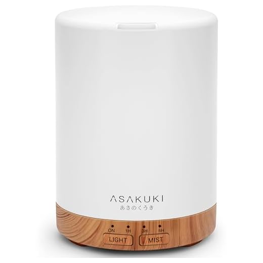 ASAKUKI 300ML Essential Oil Diffuser, Quiet 5-in-1 Premium Humidifier, Natural Home Fragrance Aroma Diffuser with 7 LED Color Changing Light and Auto-Off Safety Switch