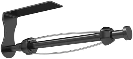 SetSail Paper Towel Holder, Single Hand Operable Paper Towel Holder Under Cabinet with Adjustable Damper Easy Tear Paper Towel Holder Wall Mount for Kitchen Bathroom, Adhesive or Screw, Black