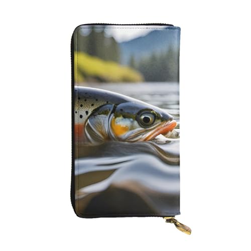 Portefeuille long en cuir noir truite de Brook idée cadeau femme élégante