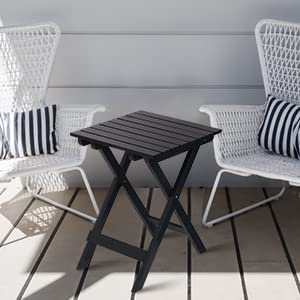 Portable Outdoor Folding Side Table, Adirondack Wood Small Square Side Table Lounge End Table For Yard, Patio, Garden, Lawn, Porch, Deck, Beach, Weather Resistant, No Assemble, Black #TOP1