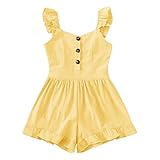 Valphsio Girls Backless Romper Ruffle Sleeve Cute Sleeveless Sweetheart Neck Jumpsuits