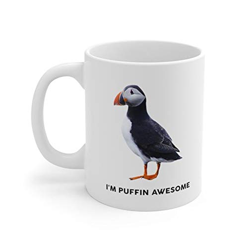 AliceHitMood - Puffin Bird Mug, Bird Mug, I'm Puffin Awesome Mug, Birdwatching Mug, Birdwatcher Gift, Bird Watching Mug, Funny Bird Watcher Mug, 11oz Ceramic Coffee Mug/Cup