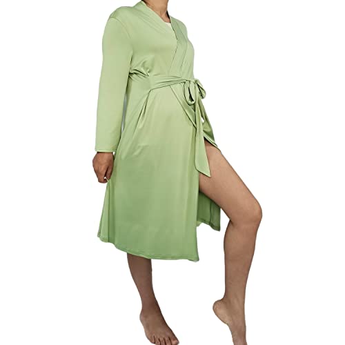 Image of SUFEINI Maternity Robe and Matching Baby Swaddle Blanket Set, Mommy Robe with Receiving Blanket Girls Boys Sleepwear