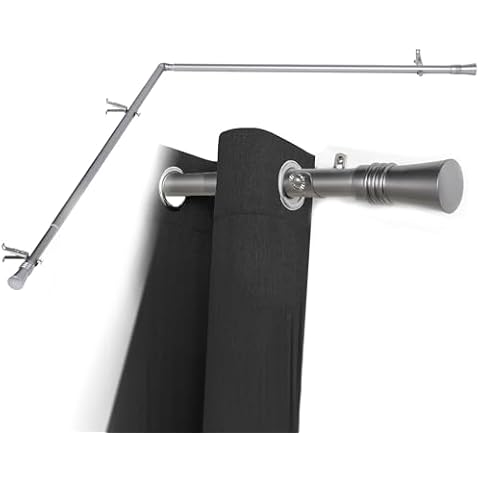 SAIJAX Adjustable Silver Corner Curtain Rod 36-72 Inch for Windows – Decorative Curtain Rods with 360° Rotating Connector Fit All Curtain Types / Rooms Cover