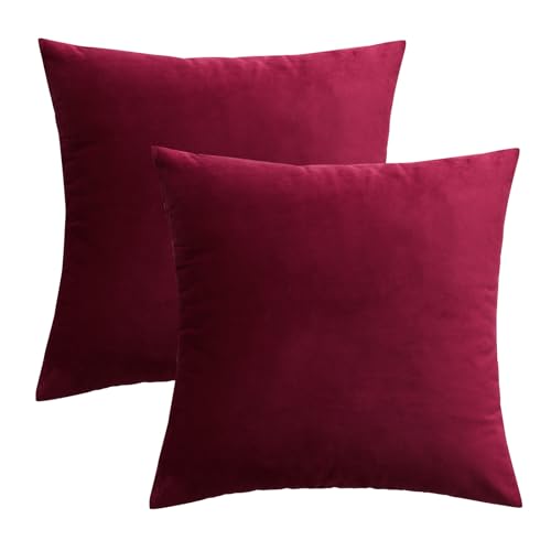 2er Set Samt Kissenbezüge 45x45 Cm – Grau, Mit Verstecktem Reißverschluss, Weich & Atmungsaktiv