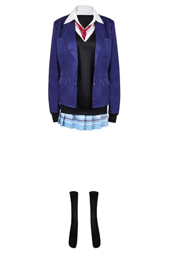 Wolancy Anime My Dress up Darling Marin Kitagawa Cosplay Costume Jacket Shirt Skirt Full Outfit Halloween Uniform for Womens (Blue Black, X-Small)