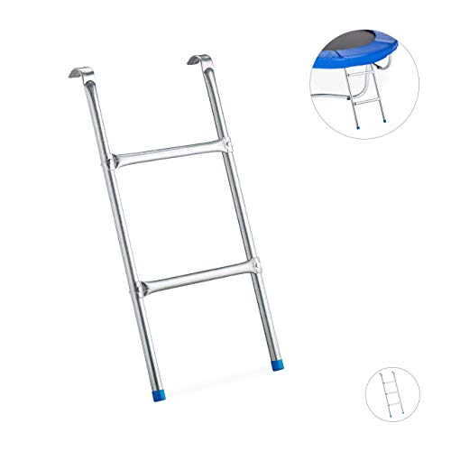 Relaxdays Escalera Cama Elástica para Colgar, Acero, Plateado, 76 x 38 cm