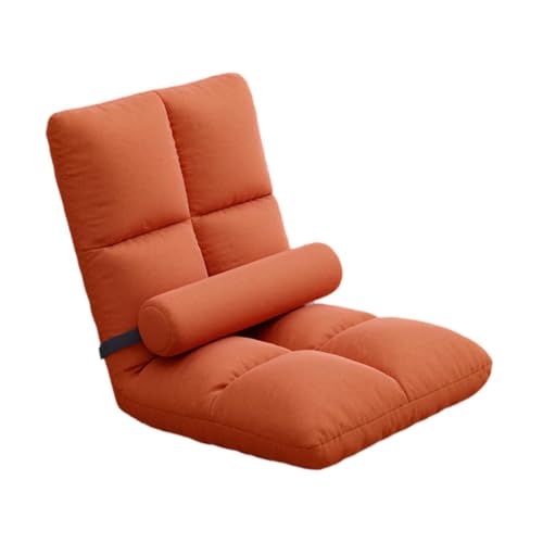 rockible Silla de Suelo con Respaldo, Cómoda Silla Tipo Sofá, Silla para Sala de Estar, Sala de Juegos O Dormitorio con 5 Posiciones, Silla Gaming Plegable, Naranja, Individual