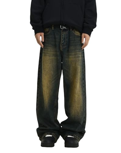 Men's Baggy Vintage Jeans Hip Hop Loose Fit Denim Pants 90s Classic Comfort Dance Skateboard Jean