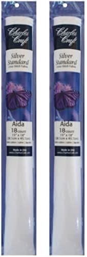 DMC TC8836-6750 Silver Label Aida - Tubo suave de 18 unidades, 15 x 18 pulgadas, color blanco (paquete de 2)