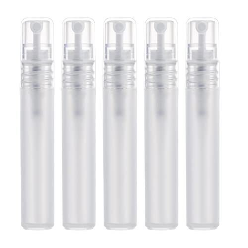 KINBOM 5 Piezas 8ml Atomizadores de Perfume, Recargables Mate Botellas de Spray Plástico para Viajes Niebla Fina Botellas de Pulverizador Vacías para Cabello Rostro Plantas (Blanco)