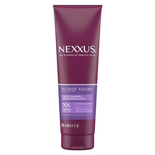 Nexxus Purple Shampoo, hair care for colour treated Blonde or Silver hair Blonde Assure, Colour Toning - NO brassy yellow tones 251ML