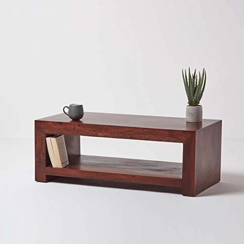 Homescapes Dakota Rectangular Coffee Table with Storage Shelf