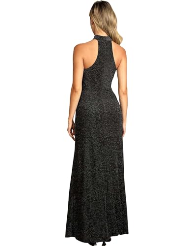 SHESEEWORLD Women Summer Sexy High Slit Sleeveless Halter Long Dress Backless Sparkly Wedding Guest Maxi Dress Evening Gown3