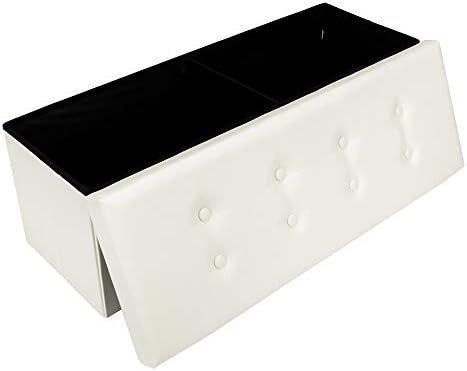 Thxbyebye Large Size Storage Ottoman, Faux Leather Folding Shoe Storage Ottoman Cubes Bench, Foot Rest Stool Seat Table Footstools and Ottomans