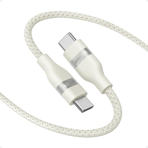 Anker Nano USB C Cable, 240W 6ft Flexible Multi-Color Braided Cord, Fast Charging Type C Charger for MacBook Pro, iPhone 17/16/15, iPad Pro, Samsung Galaxy,and More(White)