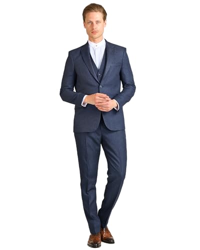 Costume 3 pièces en tweed homme haut de gamme blazer coupe ajustée
