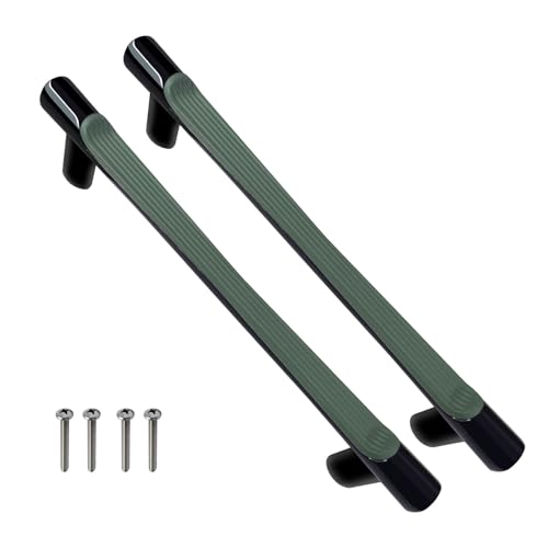 Image of VOLO Wardrobe Cabinet Handle - Sleek Pull Handle for Drawers, Wardrobes, Sliding Doors, and Cabinets in Kitchen, Bedroom, and Office (R-241) (2, Green, 160MM (8 Inch))