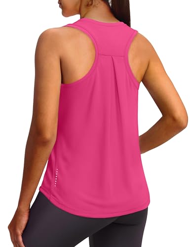 XIEERDUO Breathable Athletic Yoga Going Out Tops for Women Ladies Tops Hot Pink M