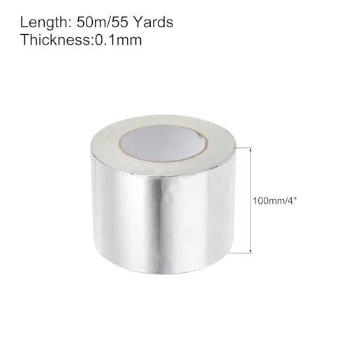 Image of uxcell Aluminum Foil Tape 4 Inch x 55 Yards Silver High Temperature Tape for HVAC, Sealing, Patching Hot and Cold Air Ducts 2 Pcs