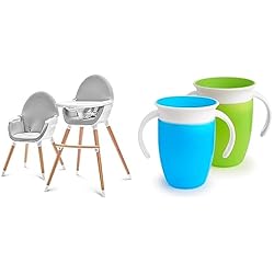 Trona Kinderkraft Fini Opiniones kk Kinderkraft FINI Trona bebé 2 en 1, Silla Infantil, Trona portatil, Tronas de bebé baratas & Munchkin Vaso Aprendizaje Bebé y Niños Pequeños, Set de Vasos 360° con Asas