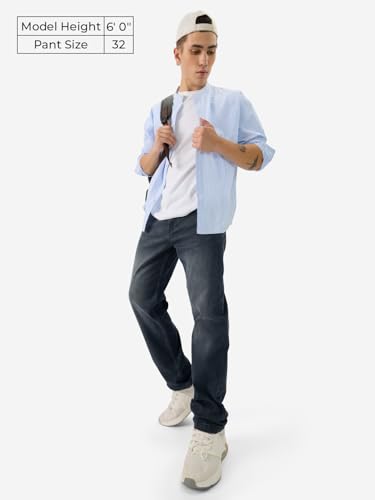 Image of The Souled Store Straight-Fit Denim: Men and Boys Cotton Blend Straight Fit Cargo Pockets Lightweight Everyday All-Season Denim Jeans