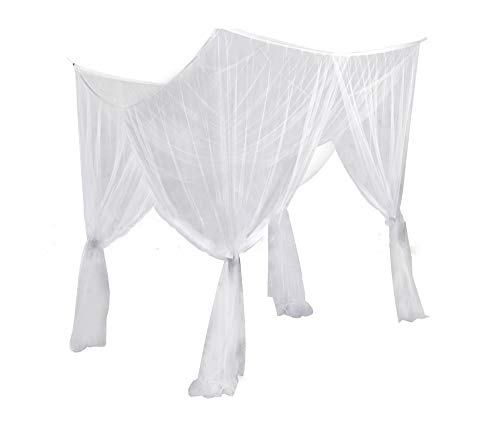 Morromorn 4 Entries Mosquito Net Hanging Bed Canopy - Extra-Large Easy Installation For Twin Full Queen King California Home & Travel, Mesh 380 Square (White) #TOP12