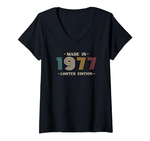 Womens Classic Retro Vintage 1977 Limited Edition Birthday Tees V-Neck T-Shirt