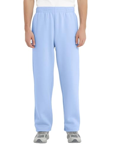 FAIABLE Men's Fleece Lined Sweatpants Open Bottom Straight Leg Lounge Pants for Men Loose Fit Joggers Sweatpants with Pockets4