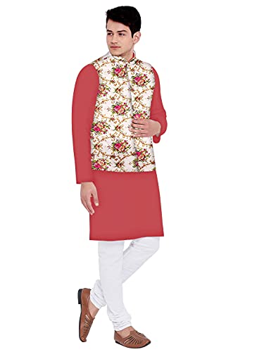 Image of Os mens kurta pyjama with nerhu jacket combination of baap-beta & father and son's | 100% cotton kurta pyjama | Nerhu jacket satin material