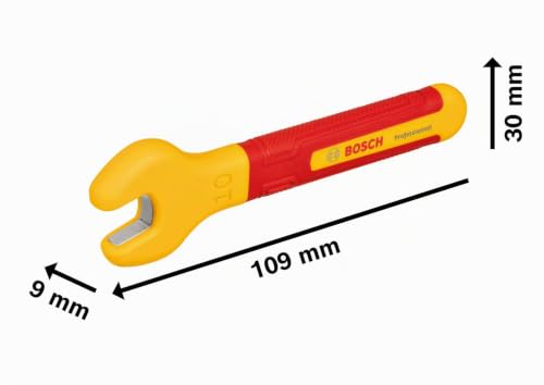 Bosch Professional clé plate VDE de 10 mm (fourche inclinée à 15°, certifiée jusqu'à 1 000 V, isolée avec un élastomère thermoplastique (TPE))