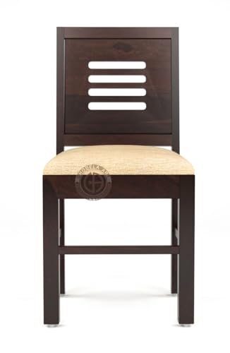 Image of Sheesham Wood Oval Dining Table with Cushion Chairs Set for Home Hall | Solid Wood Dinner Table with Chairs for Hotels | Dining Room Sets (Walnut Finish 2, 4 Seater)