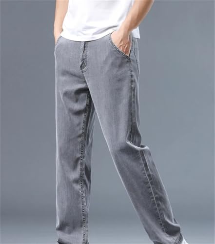 Men's Summer Thin Loose Straight Jeans Lyocell Soft Drape Classic Business Casual Ice Silk Pants3