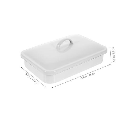 Plaque de cuisson rectangulaire en émail blanc 24x16 cm plat à four résistant - 4