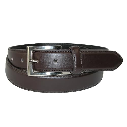 CTM Men's Leather Basic Dress Belt with Silver Buckle (Pack of 2 Colors)3
