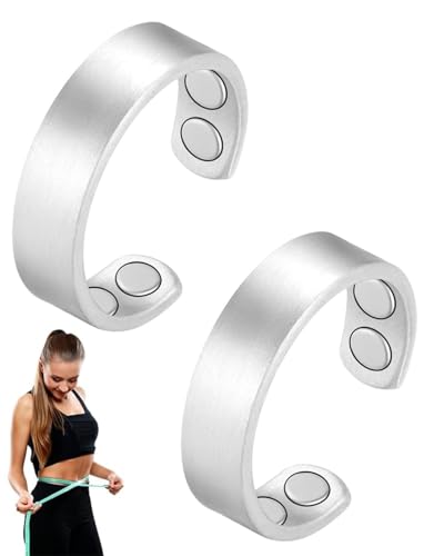 ZAMXHUG 2 piezas Anillos magnéticos de cobre para mujeres y hombres Ultra Strength Magnetic sólido puro tamaño ajustable