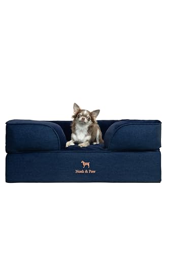 Image of NOAH & PAW Dog Bed, 28x23x11 Inch, Orthopedic Dog Beds for Medium Size Pets, Eggshell Memory Foam Infused with Cooling Gel, Inner Cover, Water Resistant, Machine Washable (Denim Sofa Collection)
