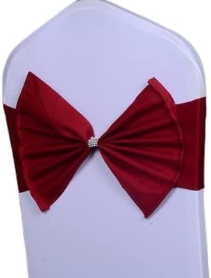 Wedding Chair Sash Decoration Elastic Chair Knot Big Bow Wedding Party Event Hotel Home Chair Sash - Purple (Wine Red)