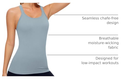 Image of CRZ YOGA Seamless Rib Scoop Neck Tank Tops