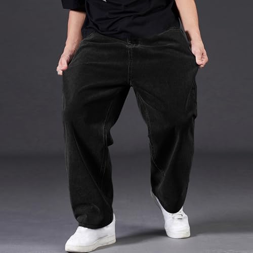 Baggy Jeans for Men Plus Size Paper Bag Pants Loose Fit Wide Leg Big and Tall Denim Pants Casual Work Carpenter Jeans3